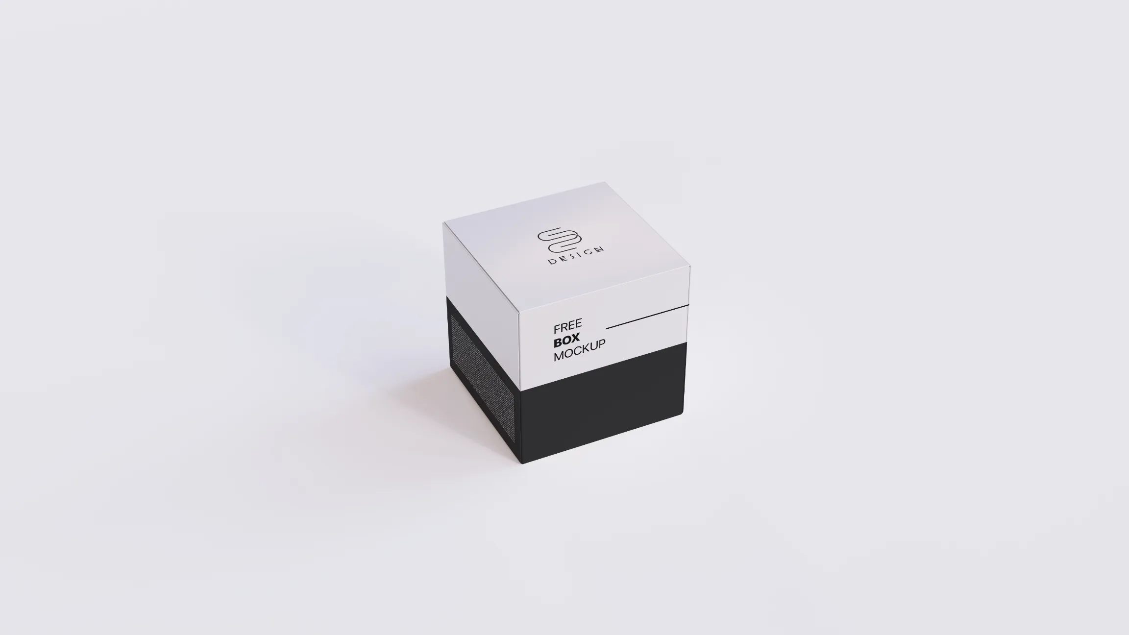 High-contrast square product box mockup featuring a white lid and a black base, showcasing professional packaging design.
